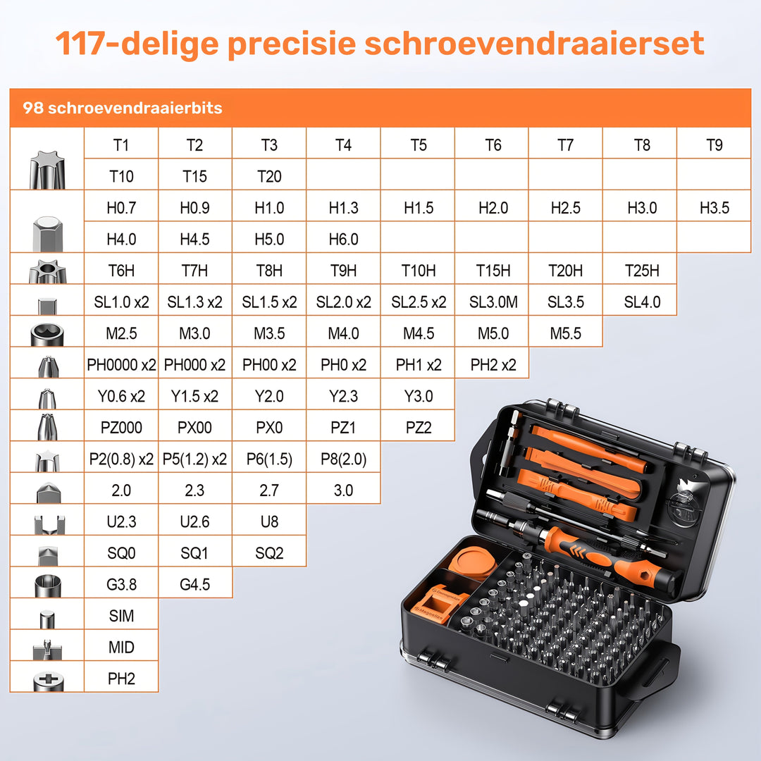 Precision Screwdriver Set 117-piece with Bits | Kalsten