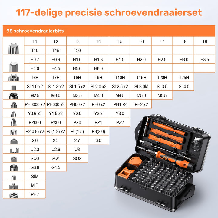 Precision Screwdriver Set 117-piece with Bits | Kalsten