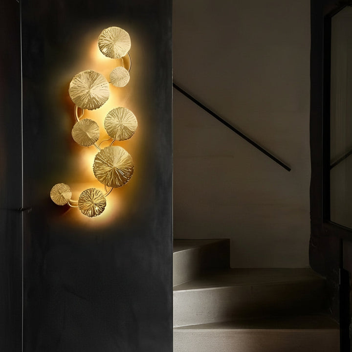 LED Wall Sconce Light – Modern Lotus Leaf Stainless Steel Gold (40-80cm H) | Kalsten
