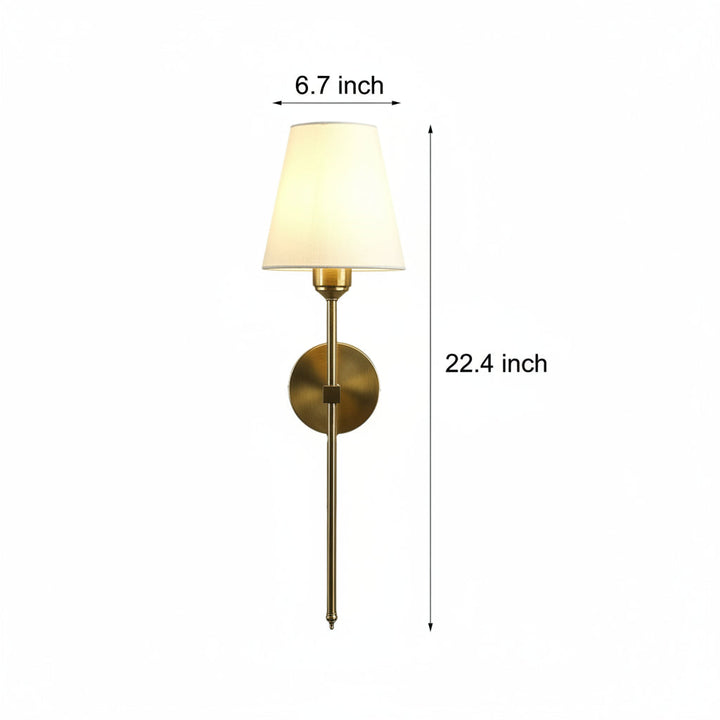 LED Wall Sconce Light – Modern American Copper White Linen Fabric (36x14cm / 14.2x5.5in) | Kalsten