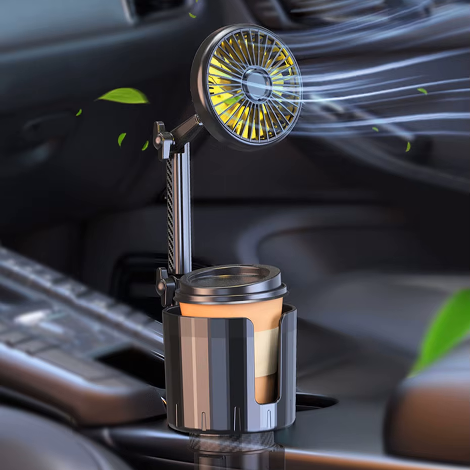 2-in-1 Car Cup Holder Fan with Adjustable Cooling and USB Charging | Kalsten