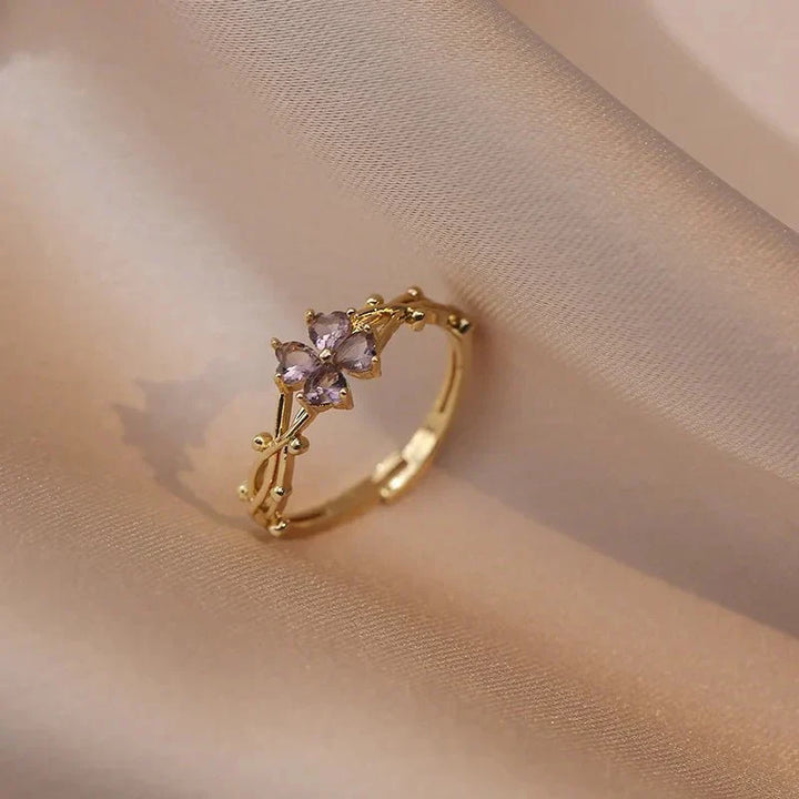 Kalsten | Adjustable Amethyst Violet Floral Ring