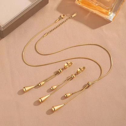 Skanto | Adjustable Pull Drop Lariat Necklace and Earrings