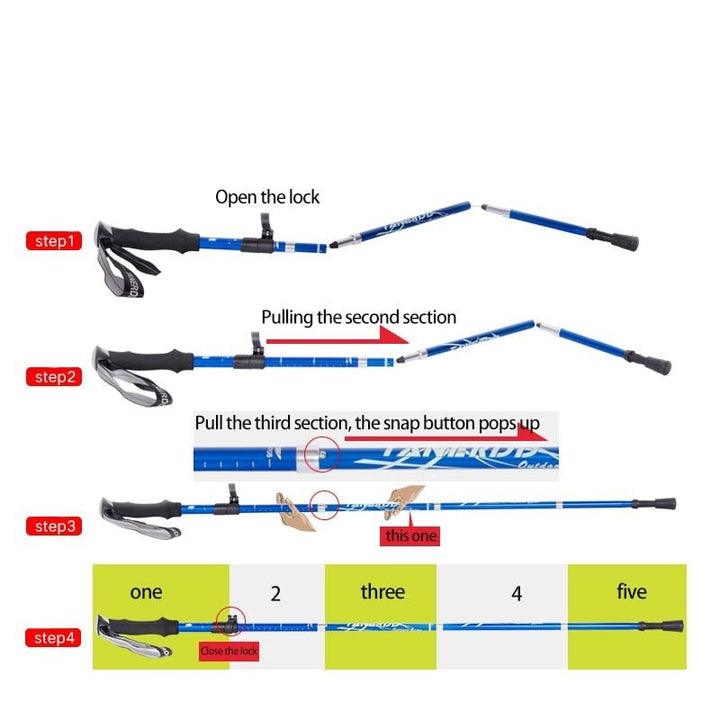 Noxord | Adjustable Trekking Poles - Lightweight & Foldable for Hiking & Walking