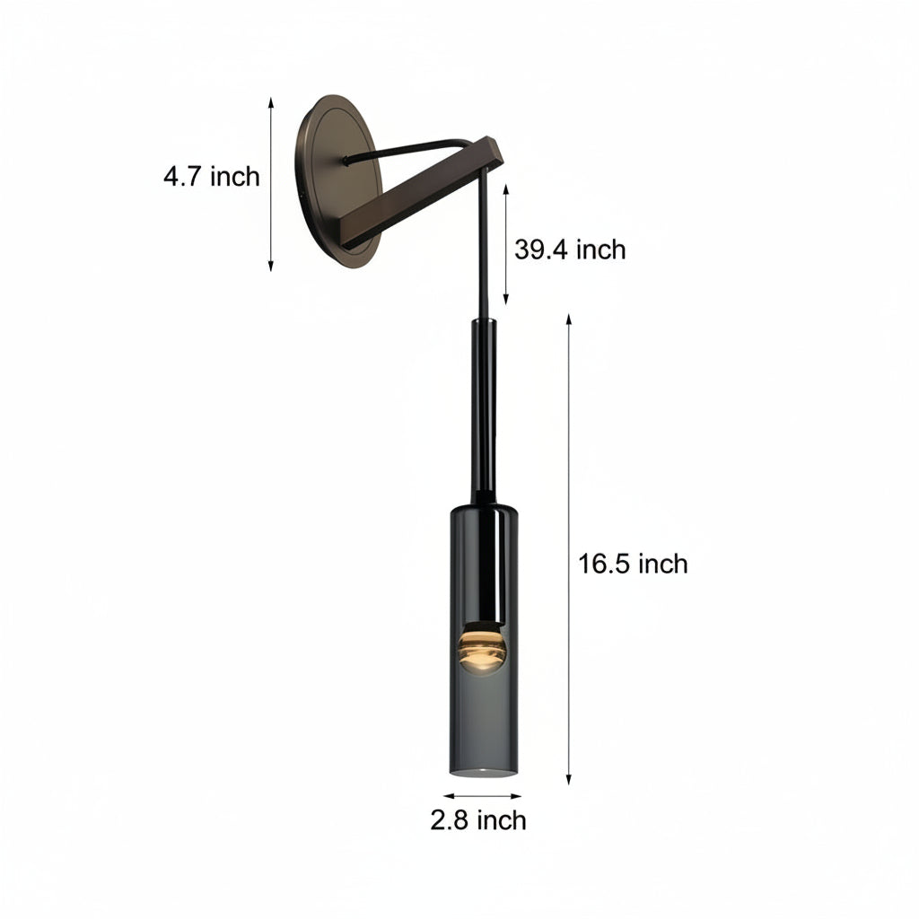 LED Wall Sconce Light – Nordic Smoked Glass Copper (42x7cm / 16.5x2.8in) | Kalsten