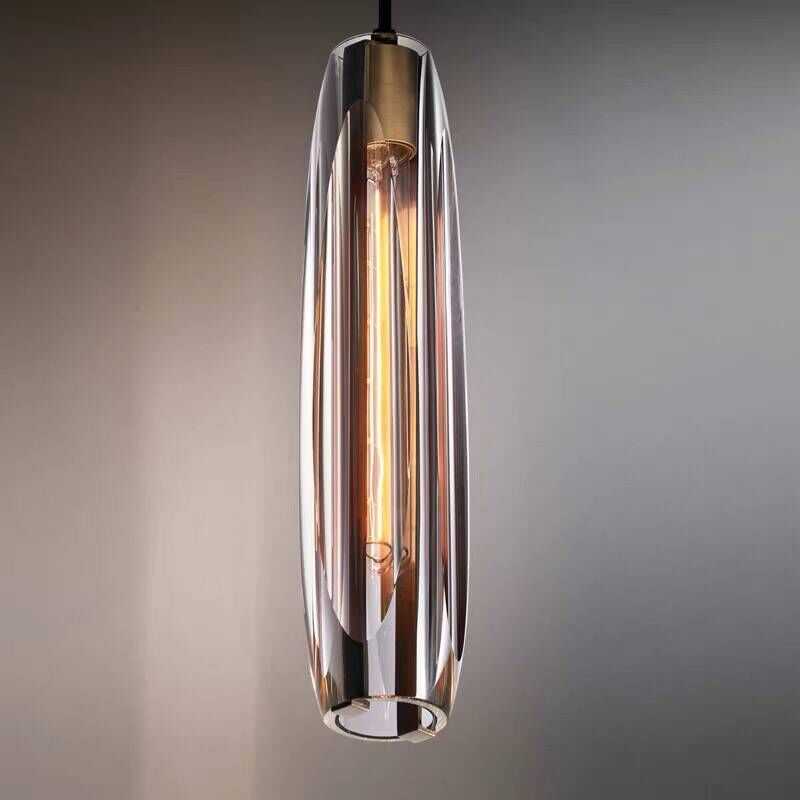 Pendant Light Glass Cylinder 15 in Adjustable Hanging Bedroom Dining Room Ceiling Fixture Modern Minimalist Lighting | Kalsten