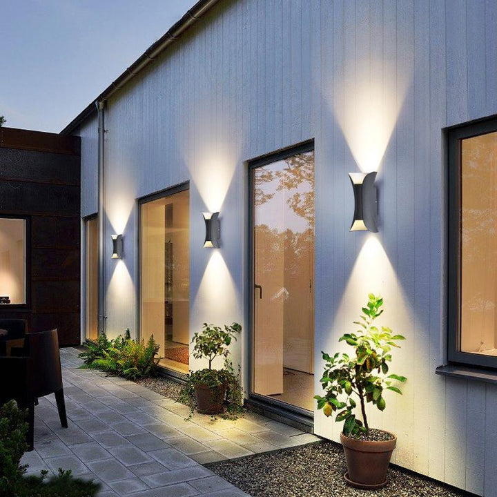 Curved LED Up and Down Lighting Waterproof Modern Outdoor Wall Lights | Kalsten