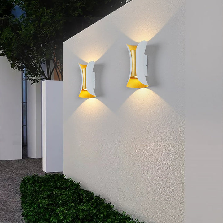 Curved LED Up and Down Lighting Waterproof Modern Outdoor Wall Lights | Kalsten