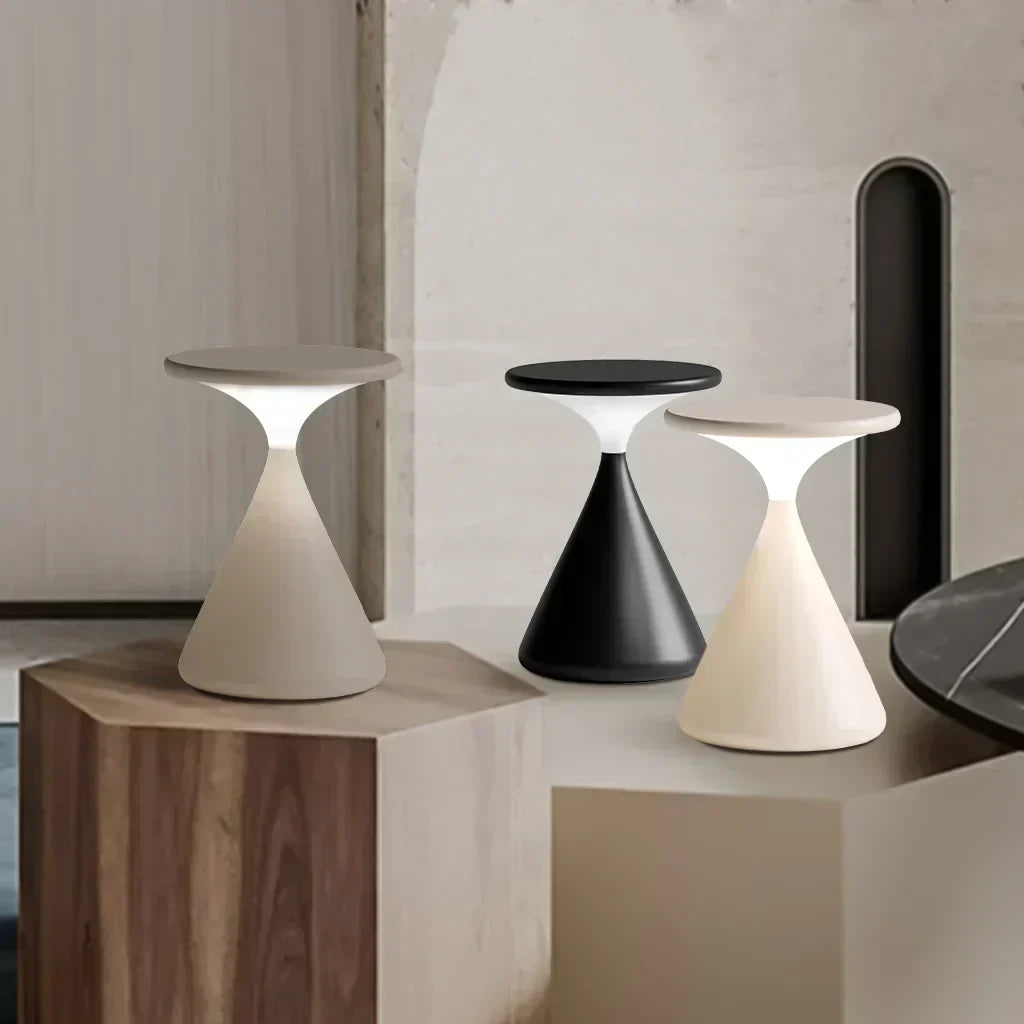 Aeron Hourglass Cordless LED Table Lamp – Rechargeable, Dimmable, Modern Design | Kalsten