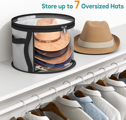 Large Clear Hat Storage Case – Wide-Brim Hat Organiser with Handles | Bowlift