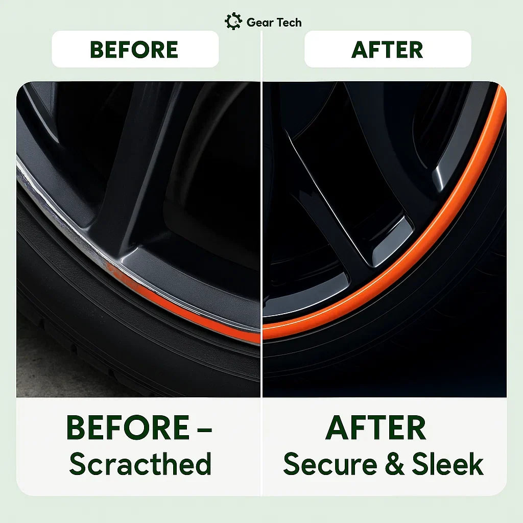 Skanto | Alloy Wheel Rim Protector | High Adhesion, Easy Installation & Edge Trim for Flashing Car Rims
