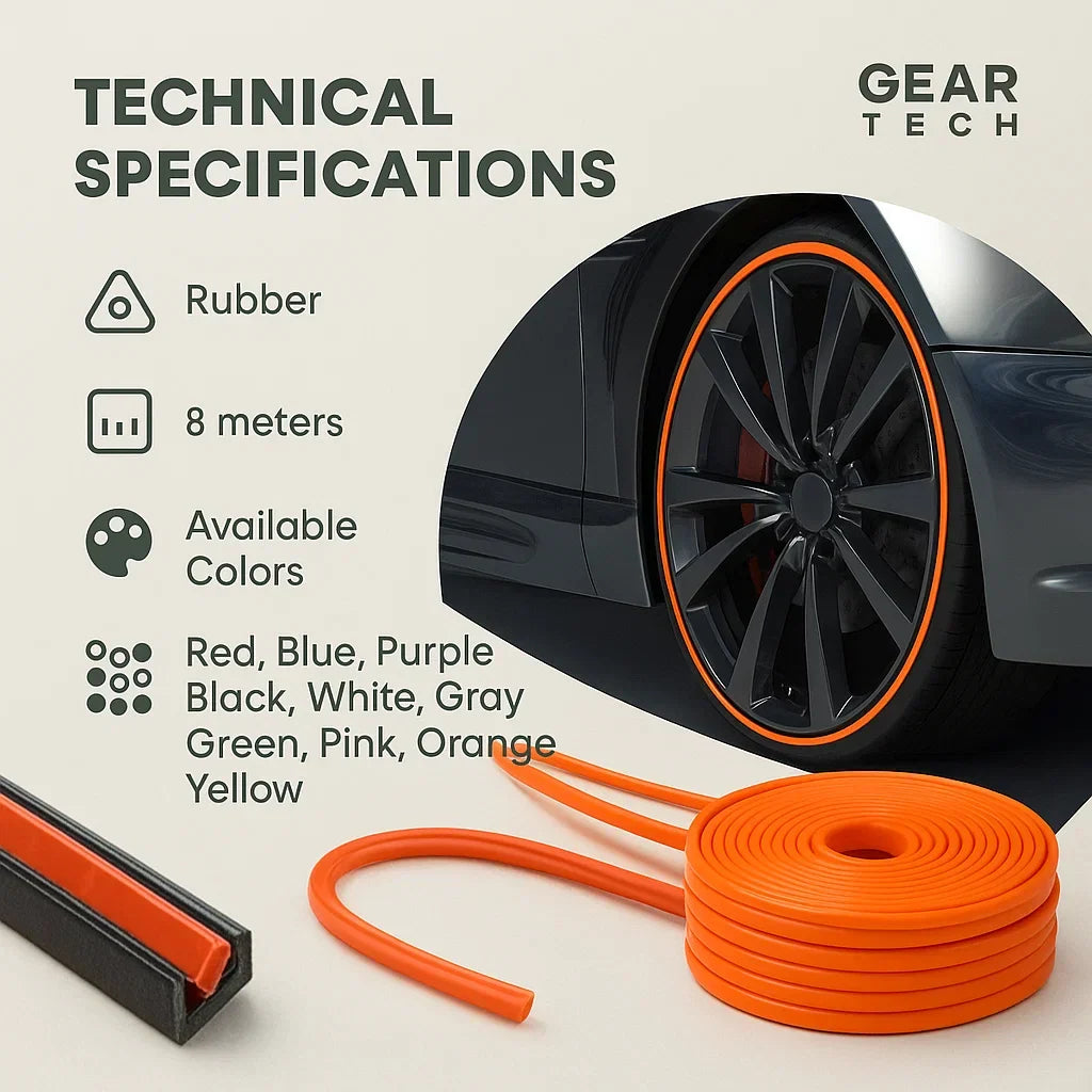 Skanto | Alloy Wheel Rim Protector | High Adhesion, Easy Installation & Edge Trim for Flashing Car Rims