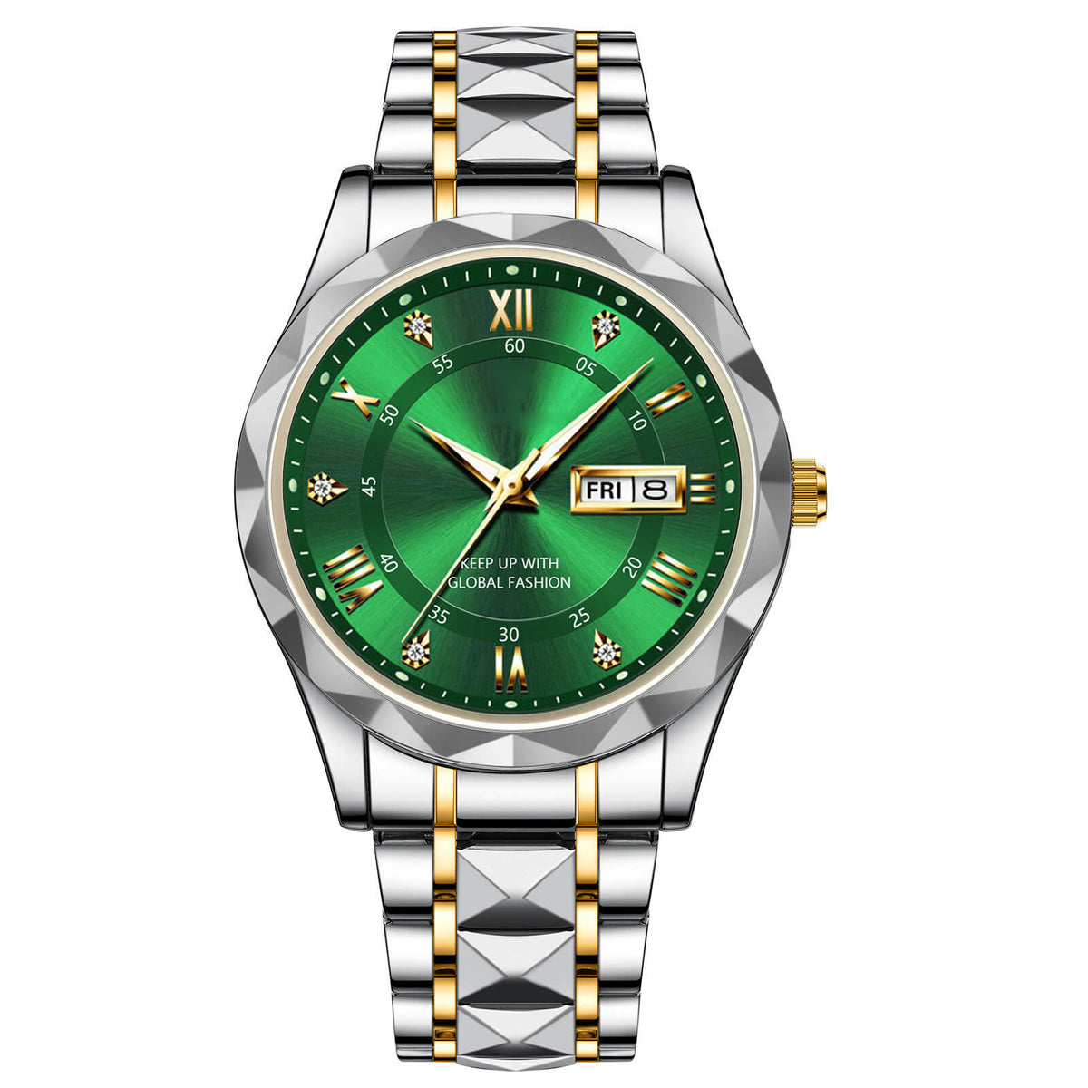 Skanto | Waterproof Luminous Stainless Steel Two-Tone Quartz Watch for Men