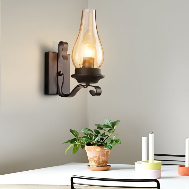 Glass Wall Sconce – Industrial Retro Iron Vintage E27 (20x30cm) | Kalsten