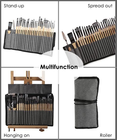 Brush set 24-piece with roll-up case and palette knife | Kalsten
