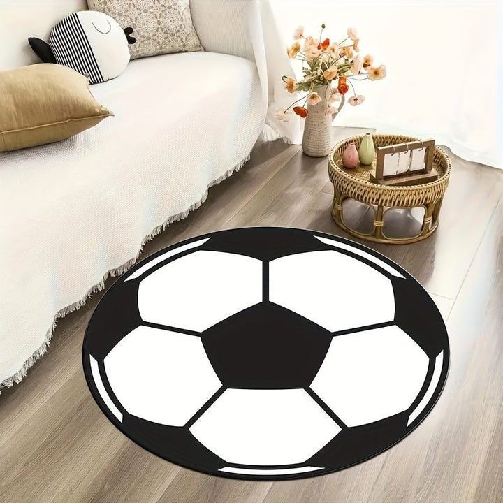 Round football rug with non-slip bottom – Sporty rug for children's room & living room | Kalsten