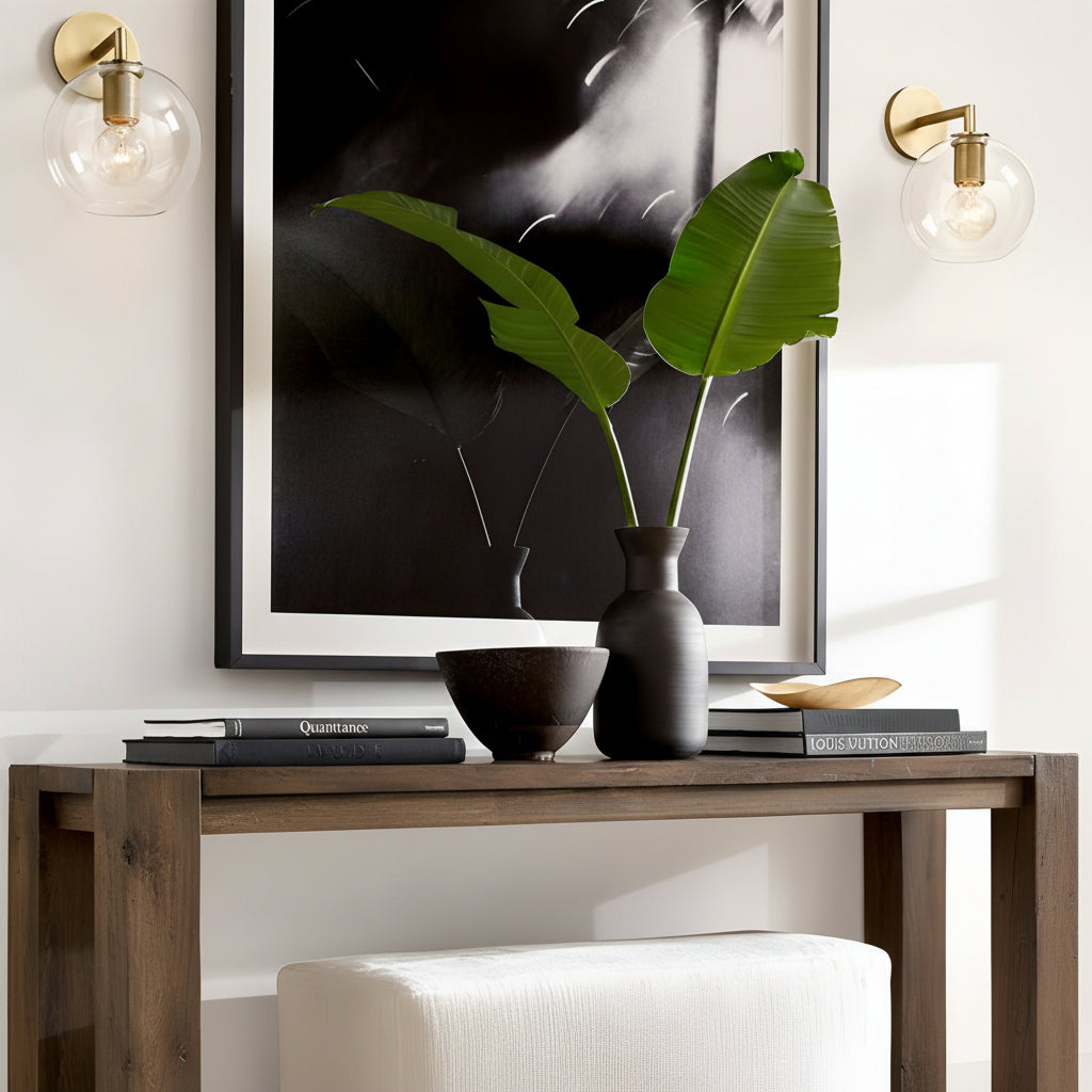 LED Wall Sconce Light – Modern Postmodern Gold Glass Minimalist (25x12cm / 9.8x4.7in) | Kalsten