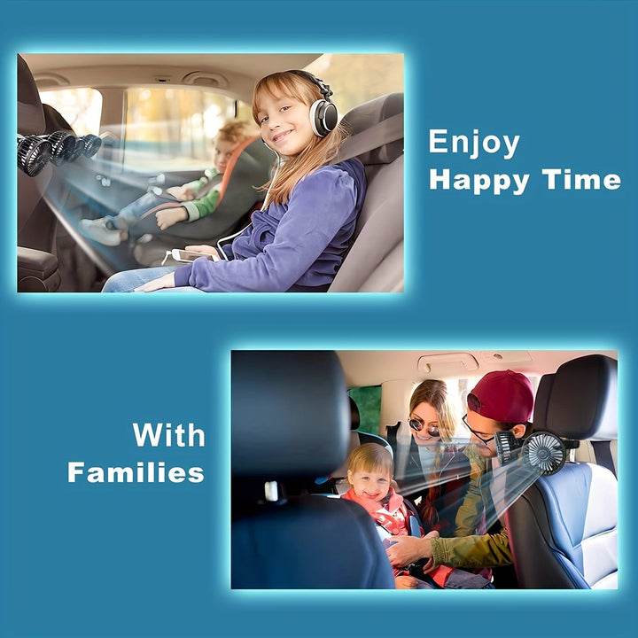 1 Pc Car Fan, Car Small Air Conditioner, Double-headed Rear Fan, Strong Wind, 360 Degrees Rotation, Large Air Volume, Subwoofer Operation, Base Fixed Clip Mounting Method, Suitable For Car Home | Kalsten