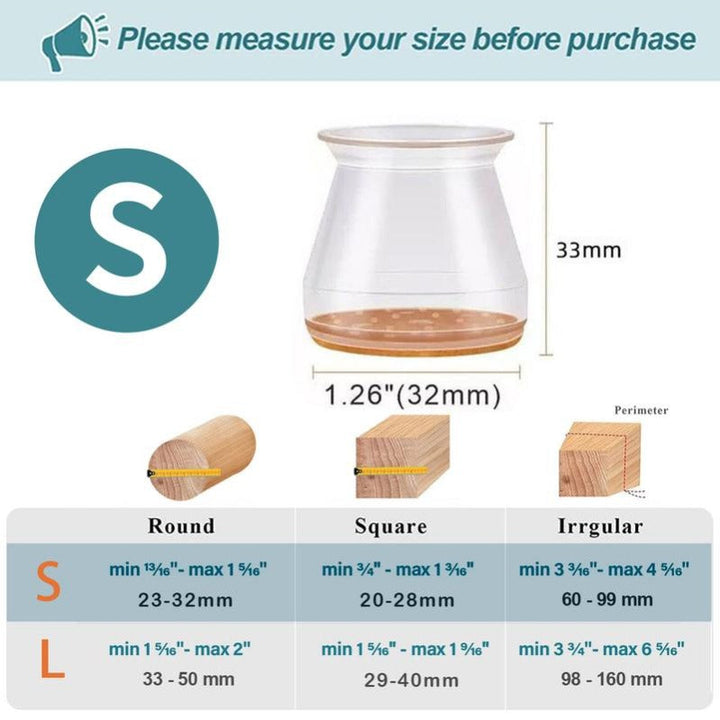 Kalsten | Clear Silicone Chair Leg Caps with Integrated Felt Pads