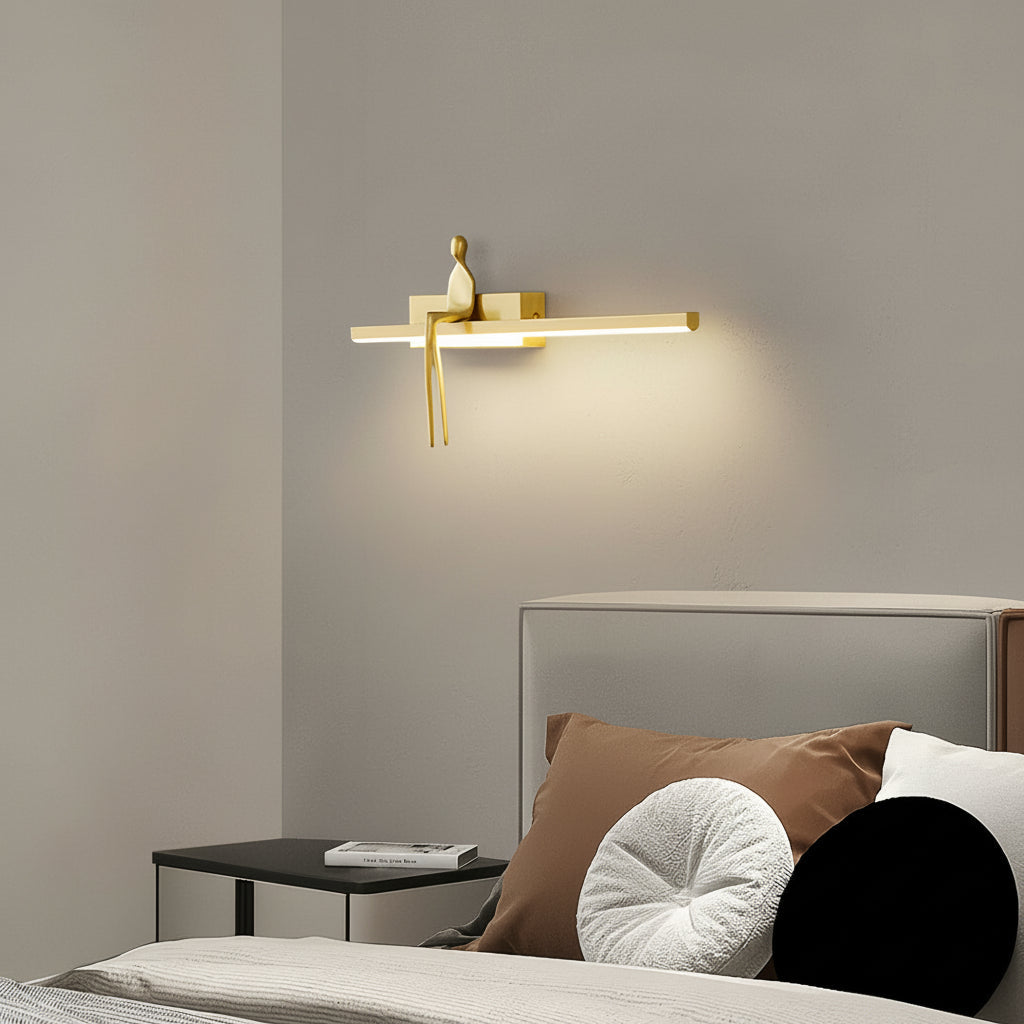 LED Wall Sconce Light – Italian Creative Gold Man Copper Art (31x17cm / 12.2x6.7in) | Kalsten