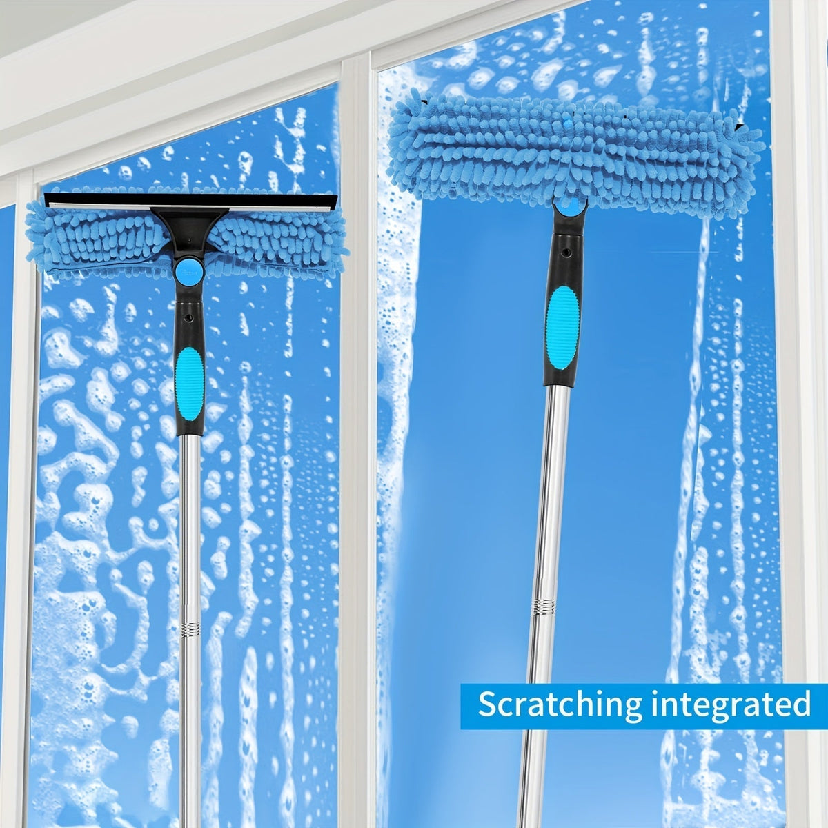 Skanto | Crystal Clear Window Cleaner – Professional 2-in-1 Telescopic Window and Glass Cleaning System