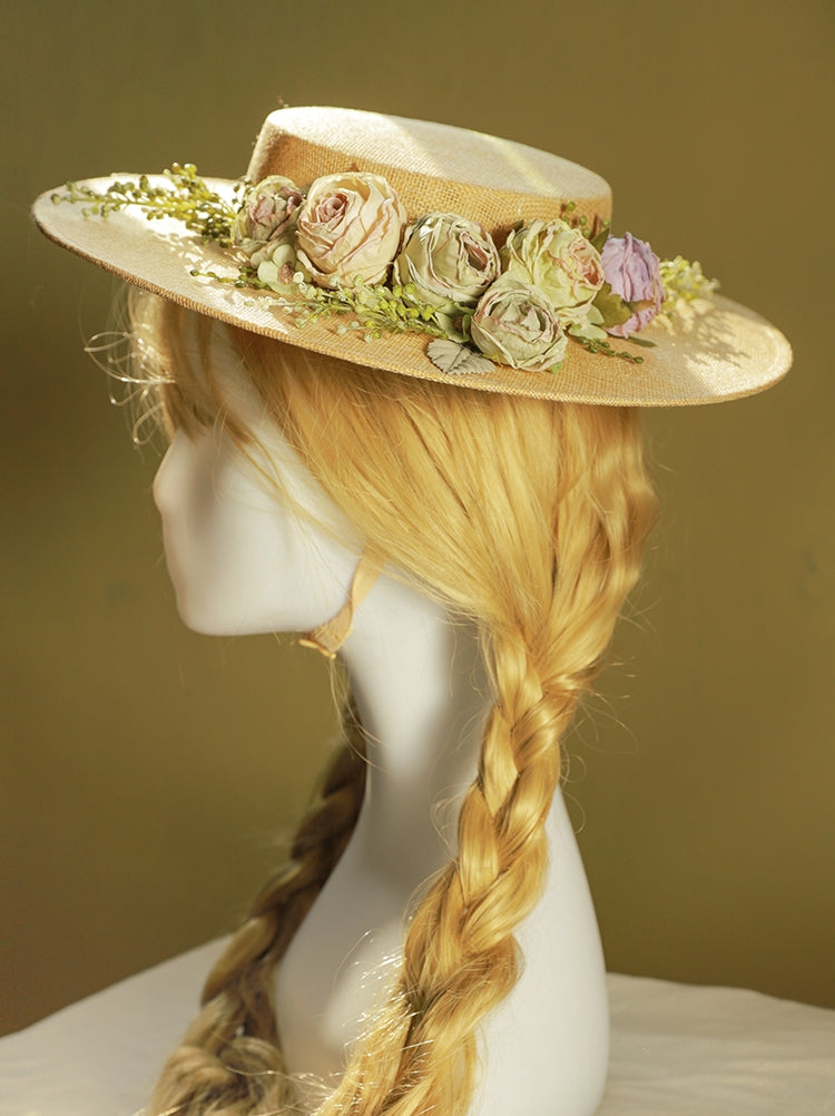 Kalsten | Handmade French Hat, Retro And Elegant Hollow Flower Forest Style Flat Hat