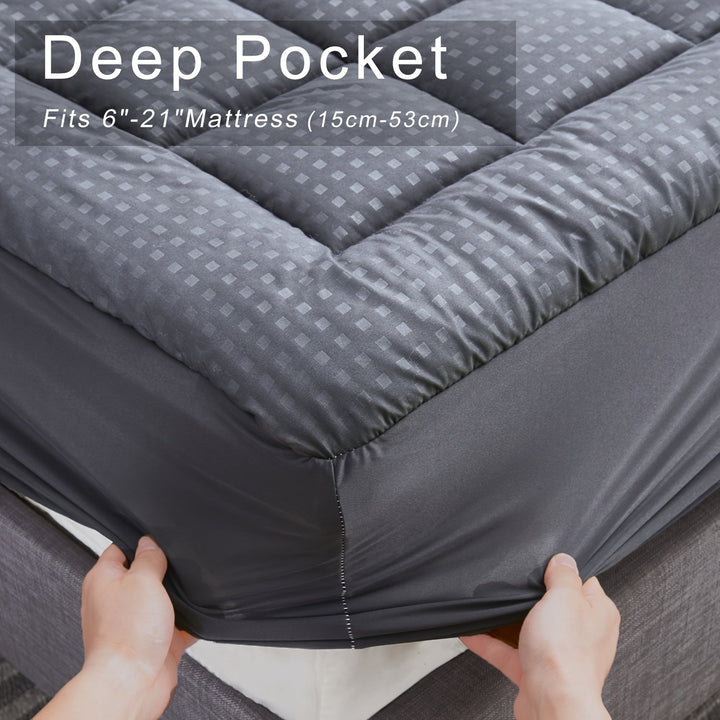 Ultimate Cooling Mattress Pad – Premium Quilted Pillow Top, Luxuriously Fluffy and Ultra-Breathable with Secure 14-18 Deep Pocket Cover – Enhanced Sleep Comfort, 1pc | Kalsten