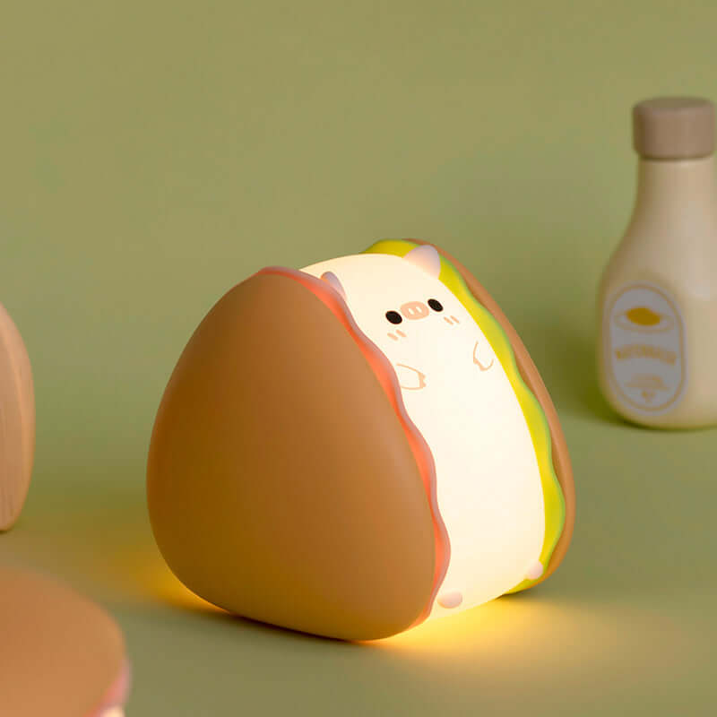 Hamburger Pig Small Night Lamp USB Rechargeable Bedroom | Kalsten