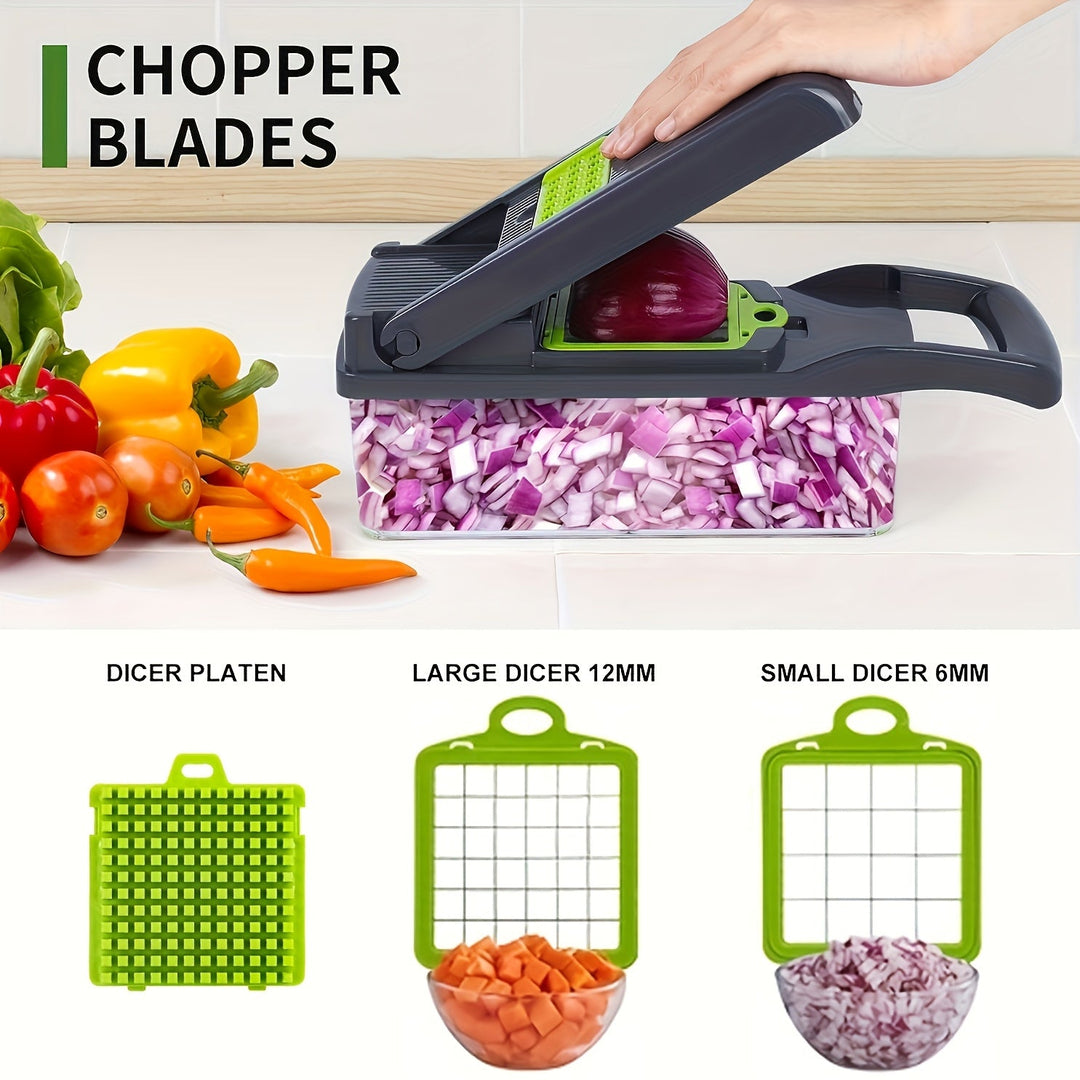 Multifunctional Vegetable Cutter 16-in-1 with Catch Container | Kalsten