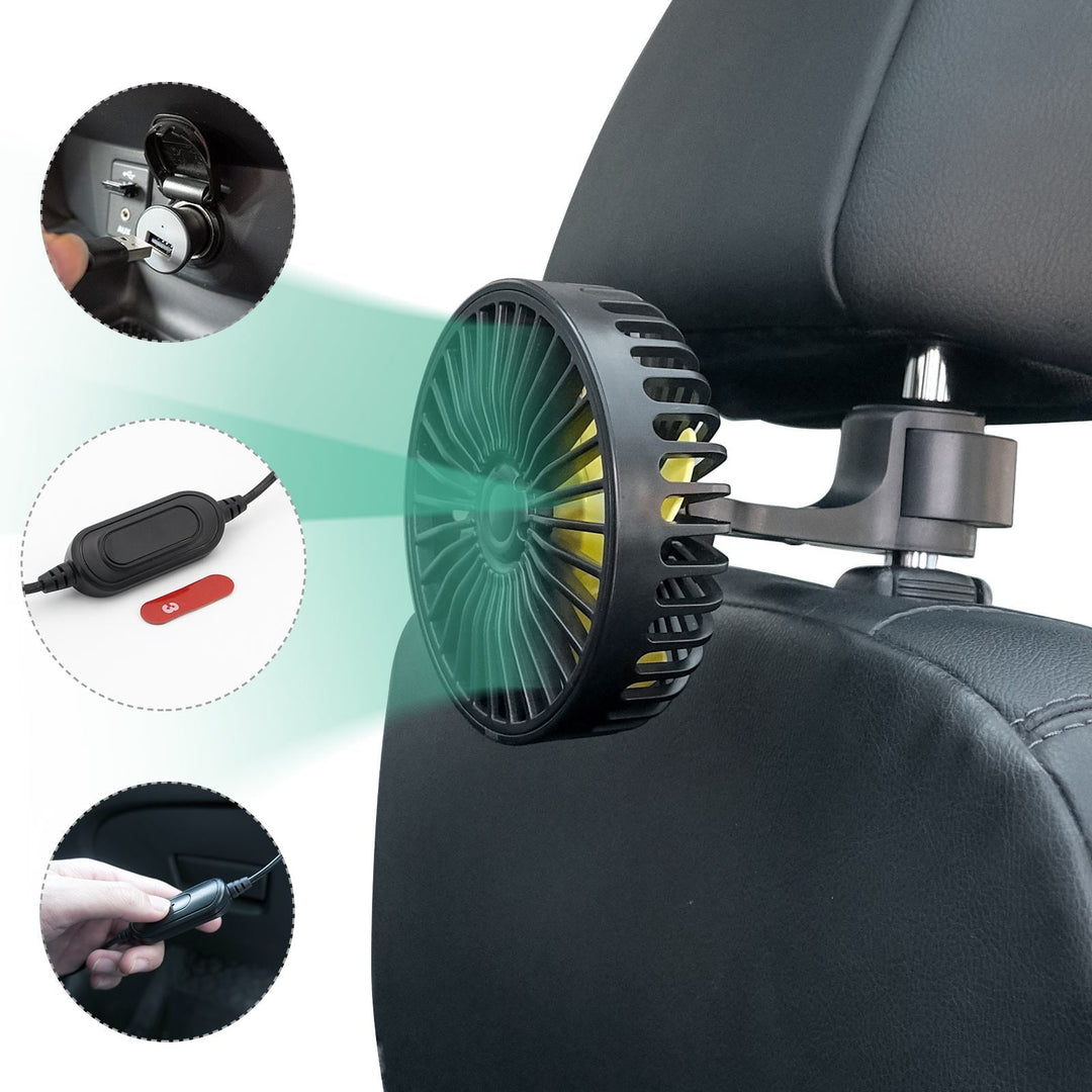 Portable Car Fan Cooler with USB and 3 Wind Settings | Kalsten