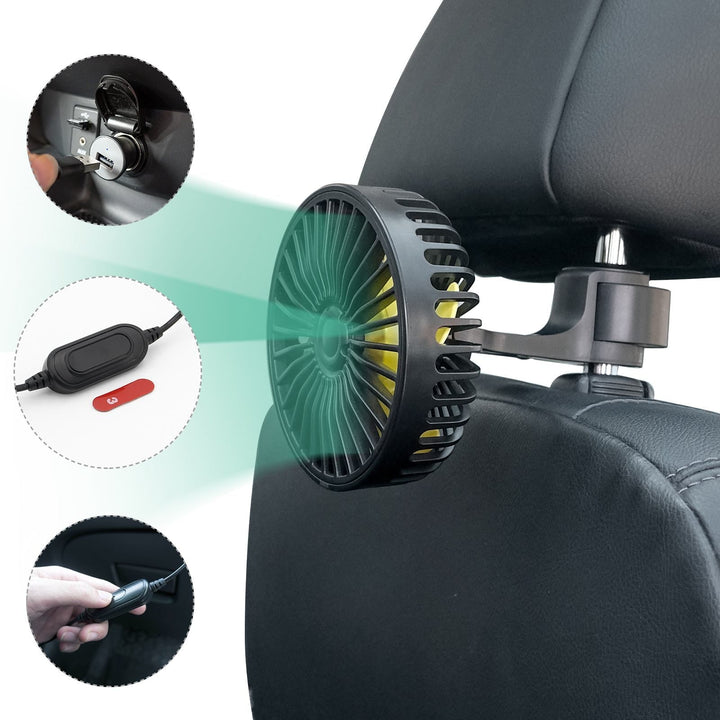 Portable Car Fan Cooler with USB and 3 Wind Settings | Kalsten