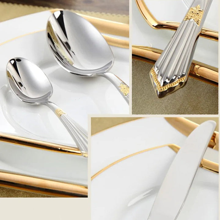 Kalsten | 4-Piece Luxury Gold Inlay Cutlery Set