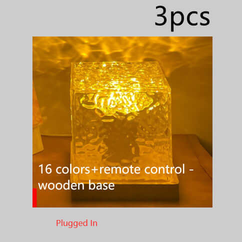 LED Water Ripple Ambient Night Light USB Rotating Projection Crystal Table Lamp RGB Dimmable Home Decoration 16 Color Gifts | Kalsten