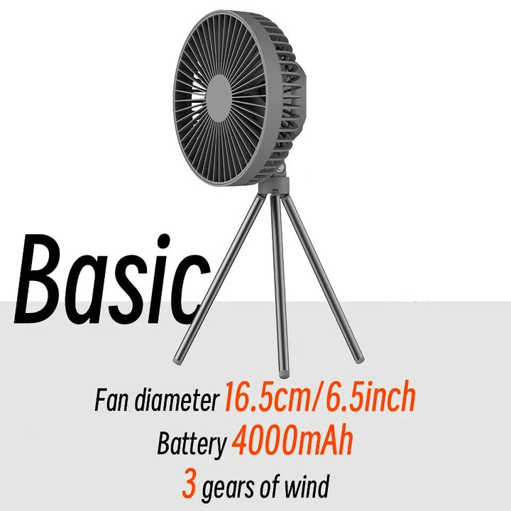 Rechargeable 10,000mAh Camping Fan with LED Lighting and Power Bank | Kalsten