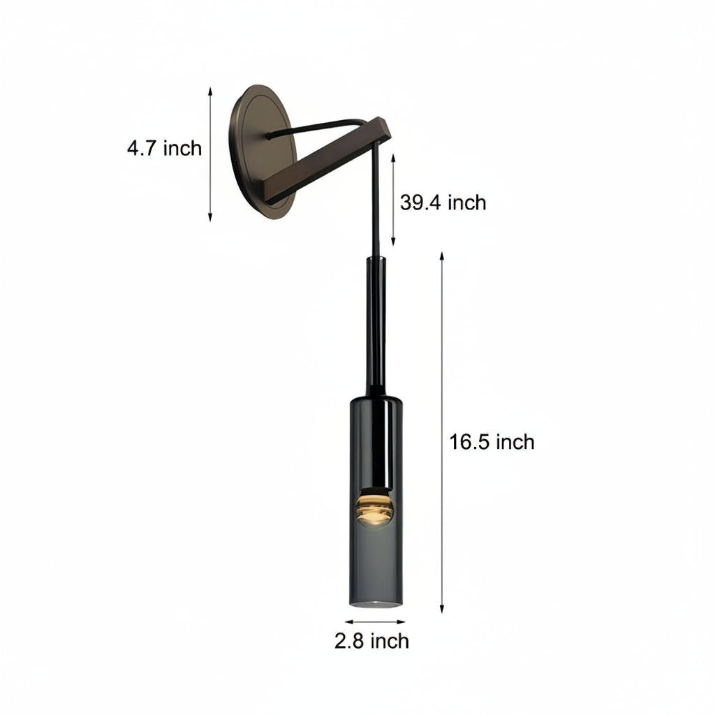 Nordic Cylinder Glass Wall Sconce – Brass & Smoke Gray Pendant Wall Light (E14) | Kalsten