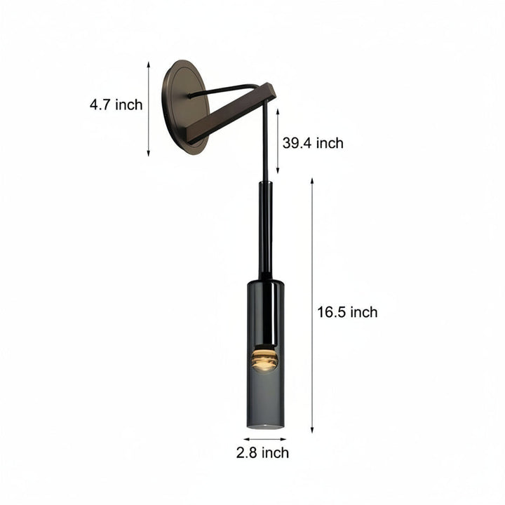 Nordic Cylinder Glass Wall Sconce – Brass & Smoke Gray Pendant Wall Light (E14) | Kalsten