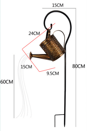 Enchanted Watering Can Outdoor Solar Watering Can Ornament Lamp Garden Art Light Decoration Hollow-out Iron Shower LED Lights | Kalsten