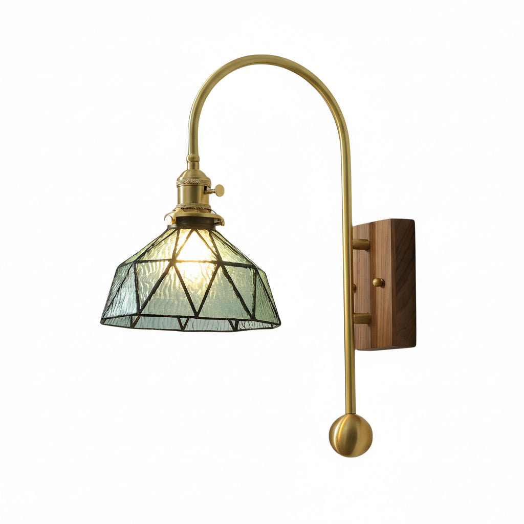 LED Wall Sconce Light – Retro Industrial High Arm Brass Glass (30x15cm / 11.8x5.9in) | Kalsten