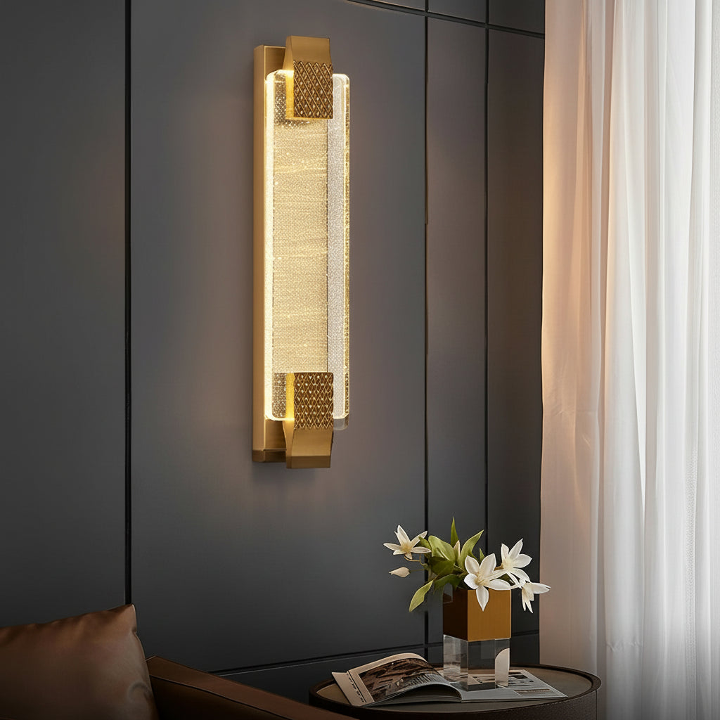 Modern Crystal Bubble LED Wall Sconce – Luxury 3-Color Dimmable Strip Lamp (Black/Gold) | Kalsten