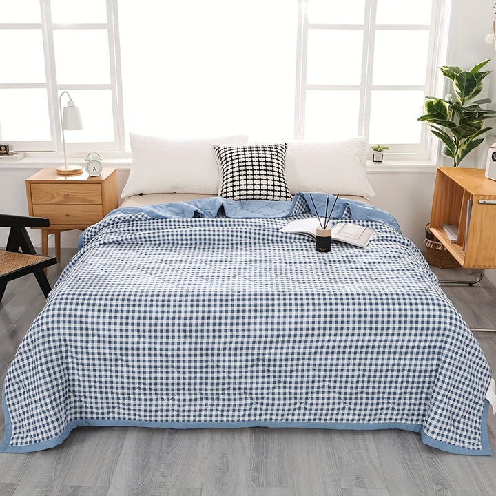Elegant Preppy Plaid Summer Blanket for Cool Nights | Kalsten