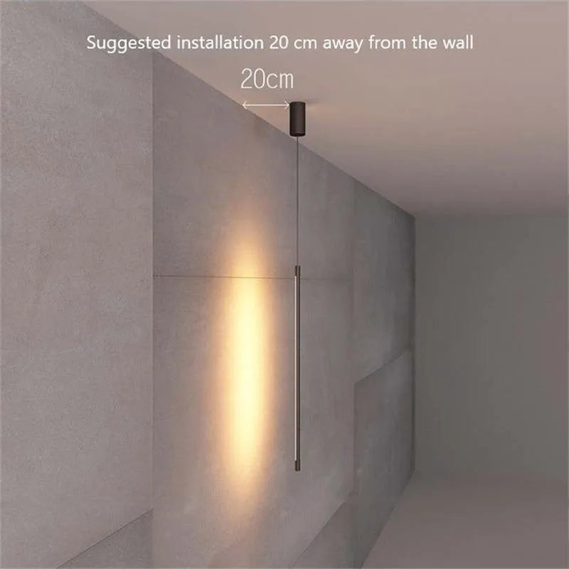 Slim Black Metal Pendant Bedroom Lamp Kalsten