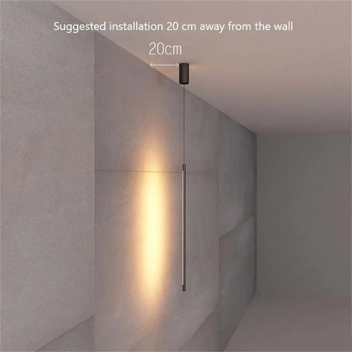 Slim Black Metal Pendant Bedroom Lamp Kalsten