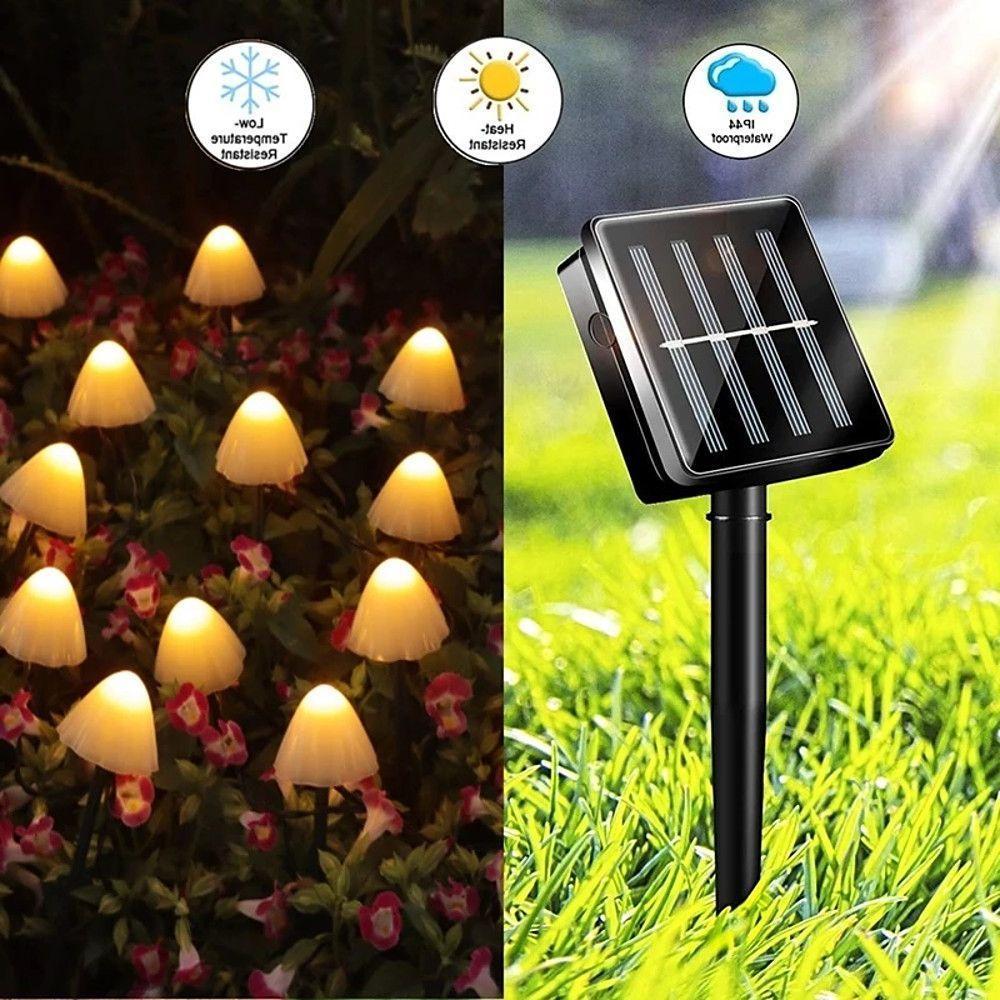 Outdoor Mini Mushroom RGB Solar 16.40 ft String Lights | Kalsten