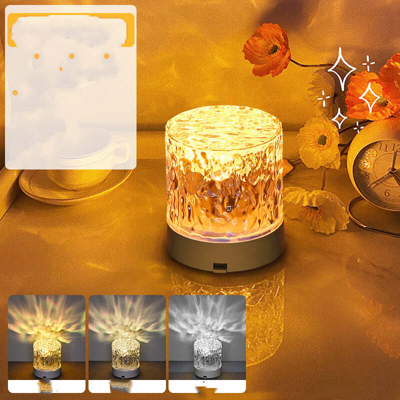Crystal Lamp Water Ripple Projector Night Light Decoration Home Houses Bedroom Aesthetic Atmosphere Holiday Gift Sunset Lights Home Decor | Kalsten