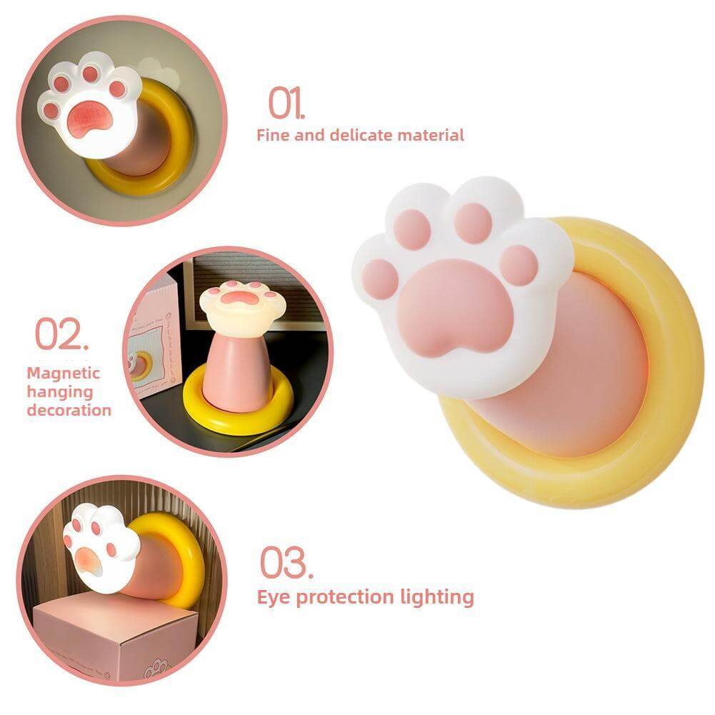 Nightstand Lamp Cat Paw Desk Lamp 3 Brightness Dimmable Rechargeable Tap Lamp Atmosphere Light For Bedroom Living Room Home Decor | Kalsten