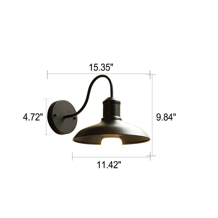 Retro Loft Dome Iron Outdoor Waterproof 1-Light Bent Arm Wall Sconce Lamp | Kalsten