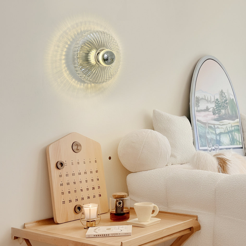 LED Wall Sconce Light – Modern Medieval Round Glass Chrome (15x12cm / 5.9x4.7in) | Kalsten