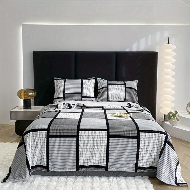 Luxury Plush Blanket with Trendy Stripe Print – Ultimate Comfort Kalsten