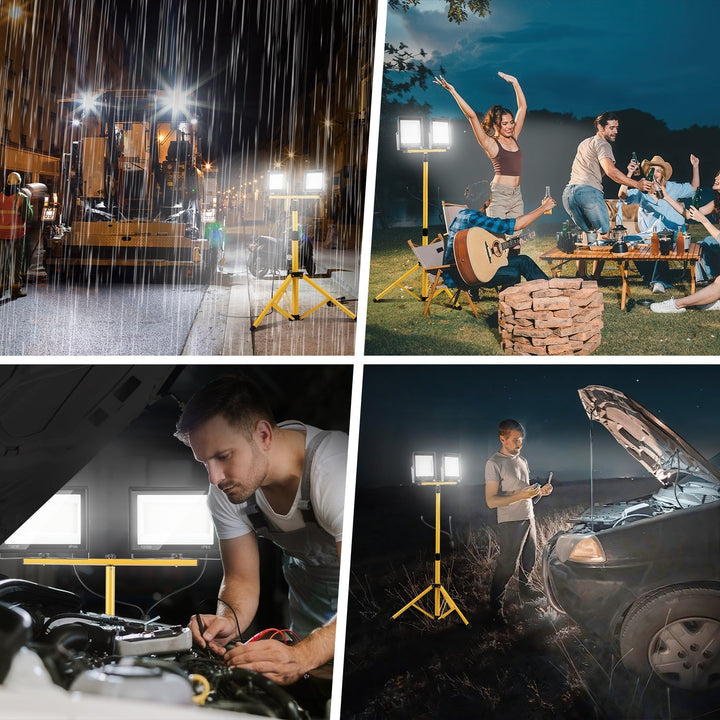 LED Construction Spotlight 2 x 50W/100W/200W with Tripod Adjustable | Kalsten
