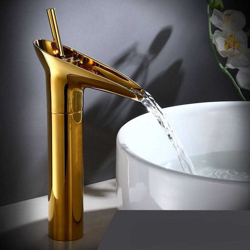 Skanto | Antique Brass Waterfall Bathroom Faucet